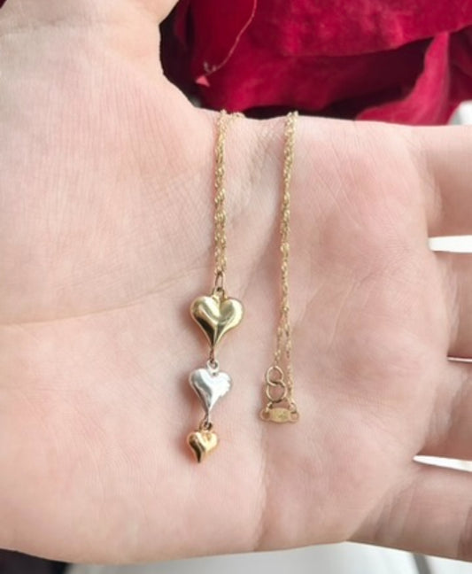 Cadena de Oro de 10k con tres Oros- Blanco, Amarillo, y Rosa