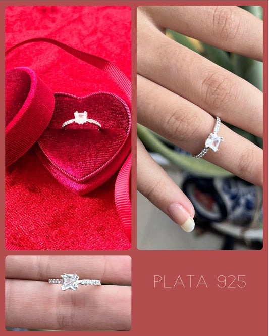 Anillo de Plata 925 con Zirconia corte Princesa