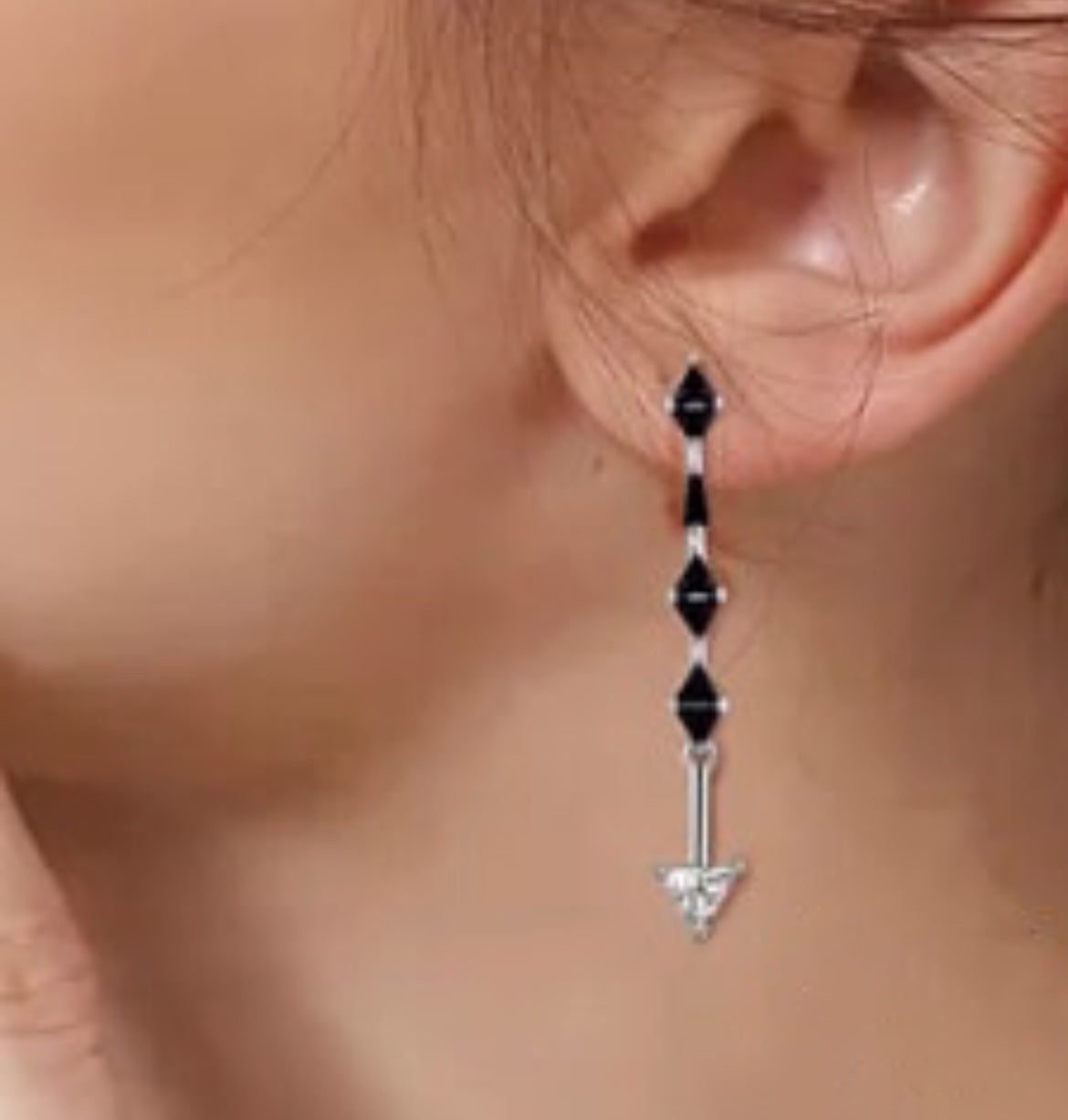 Aretes de Plata 925 con Espinela Negra y Zirconias