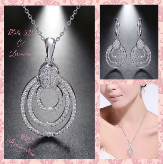 Dije y Cadena de Plata 925 con Zirconias