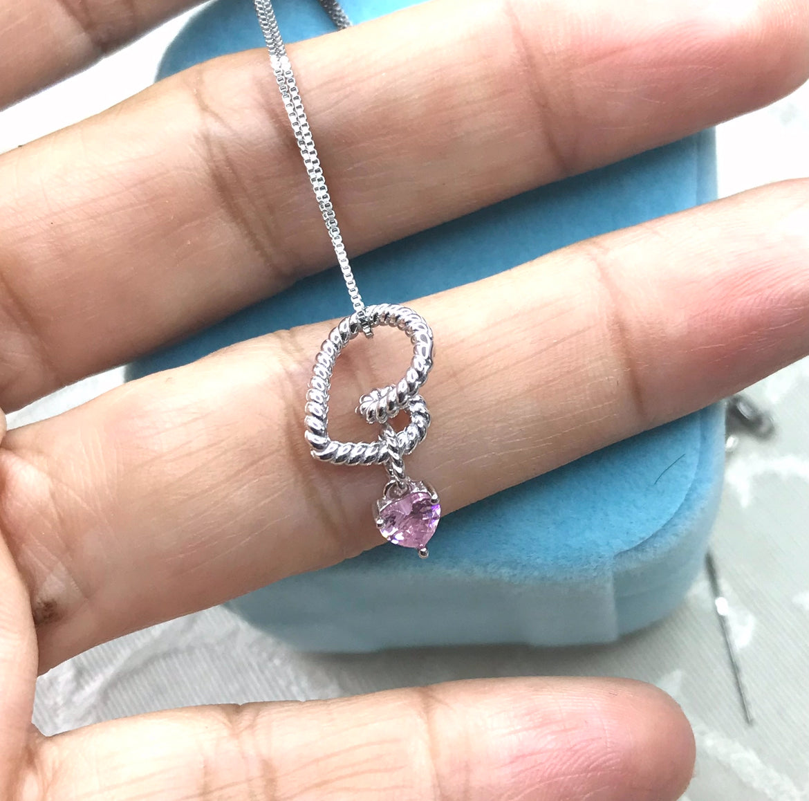 Dije y Cadena de Plata 925 con Corazón Asimétrico