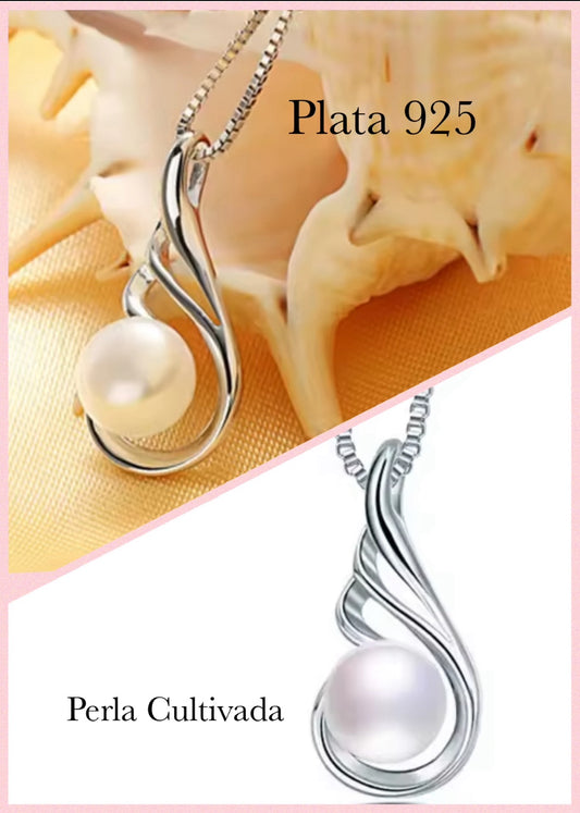 Dije y Cadena de Plata 925 con Perla Cultivada