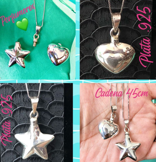 Dije y Cadena de Plata 925, modelo Perfumero