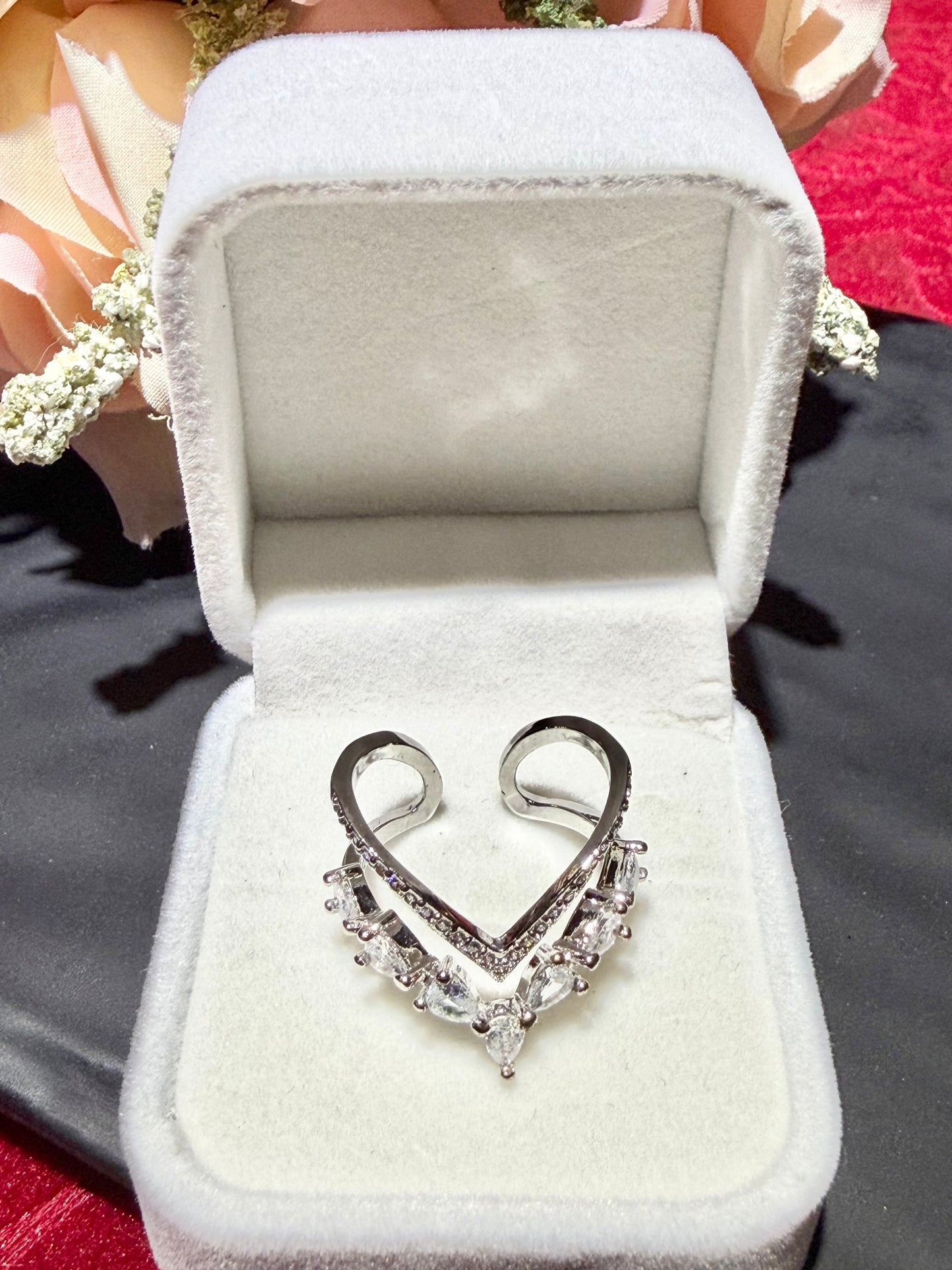 Anillo de Plata 925, con Zirconias, 100% Ajustable