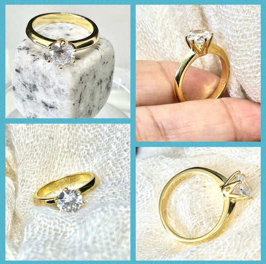 Anillo Solitario en Chapa de Oro 18k