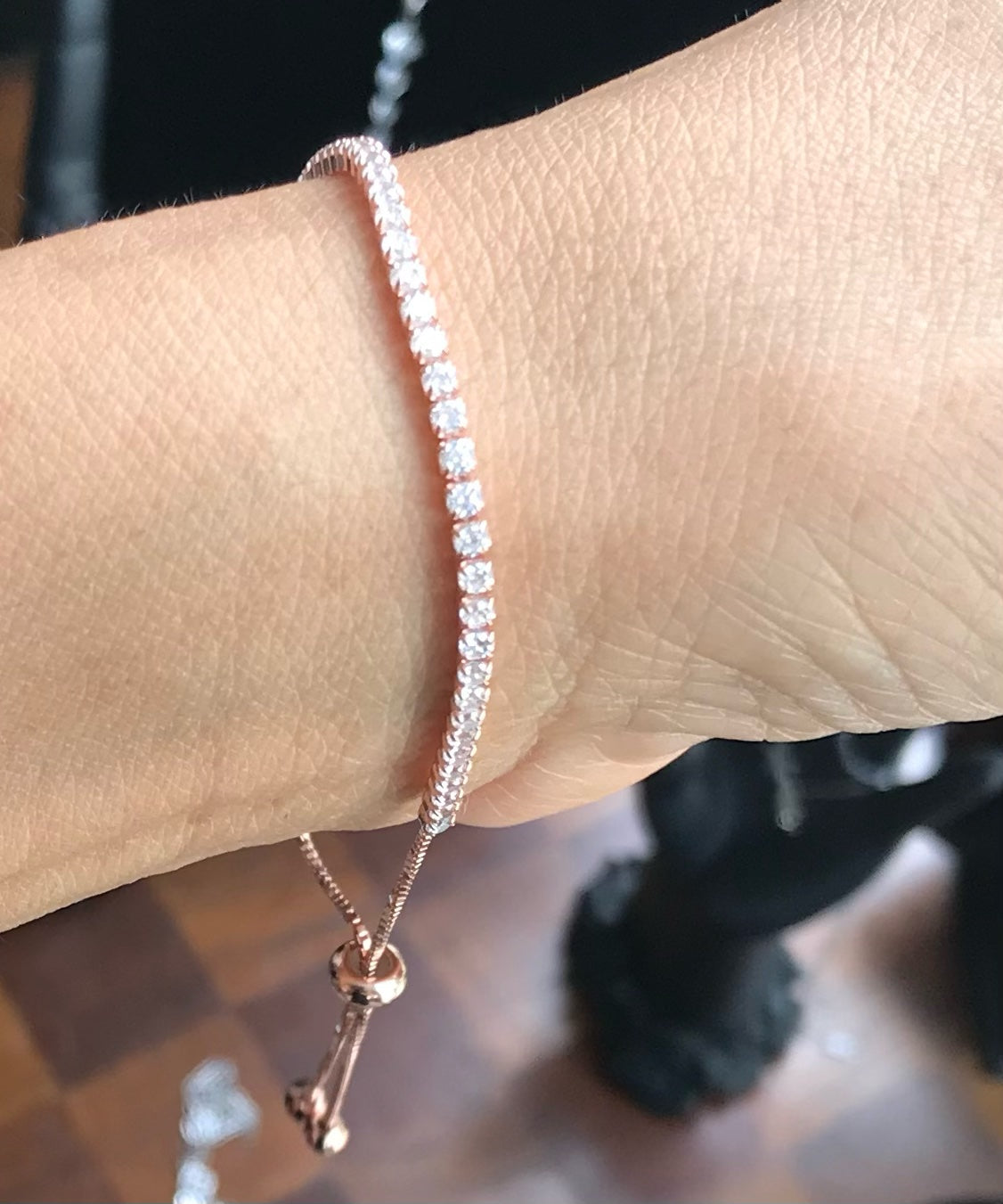 Pulsera modelo Tennis de Plata 925 bañada en Oro Rosa