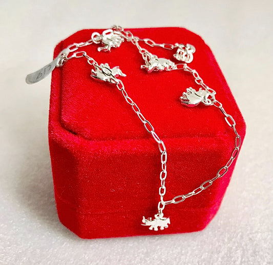 Tobillera de Plata 925 con Charms de Elefante
