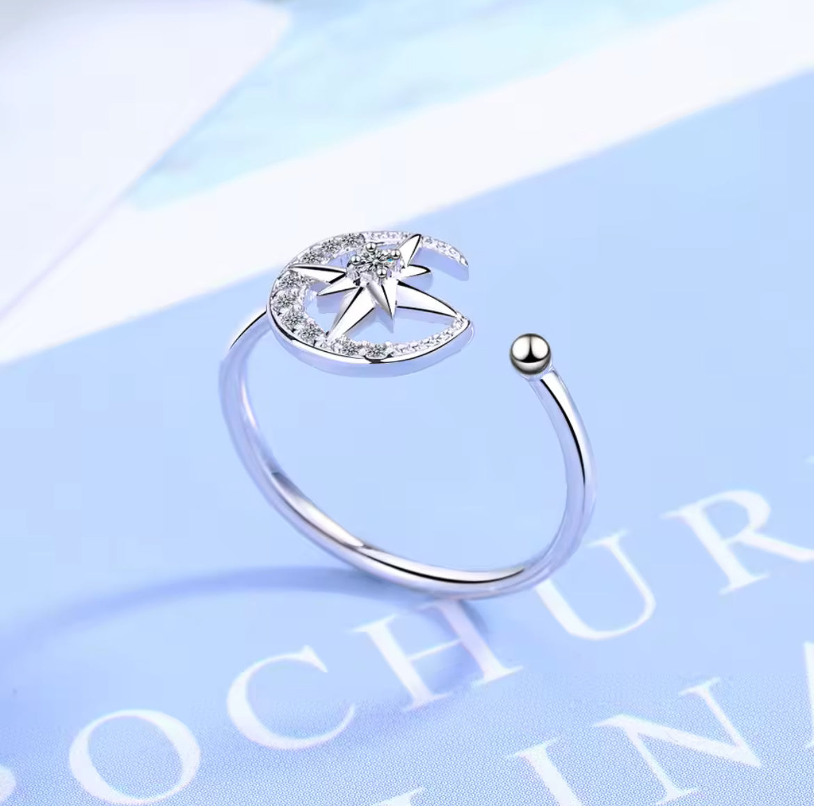 Anillo de Plata 925 con Zirconias, Ajustable