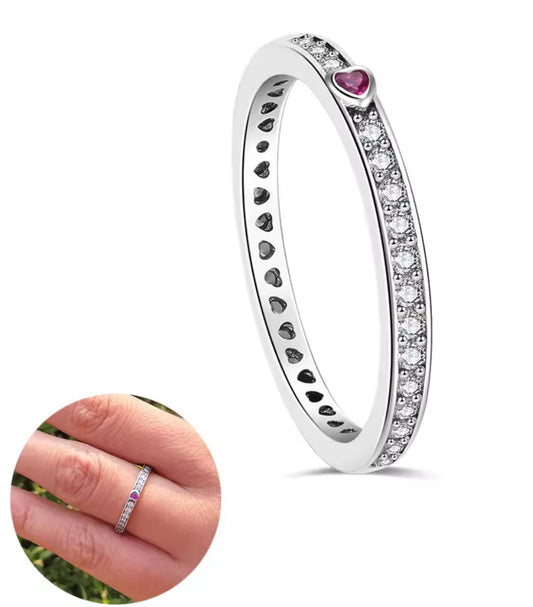 Churumbela de Plata 925, con Zirconias, modelo Corazón