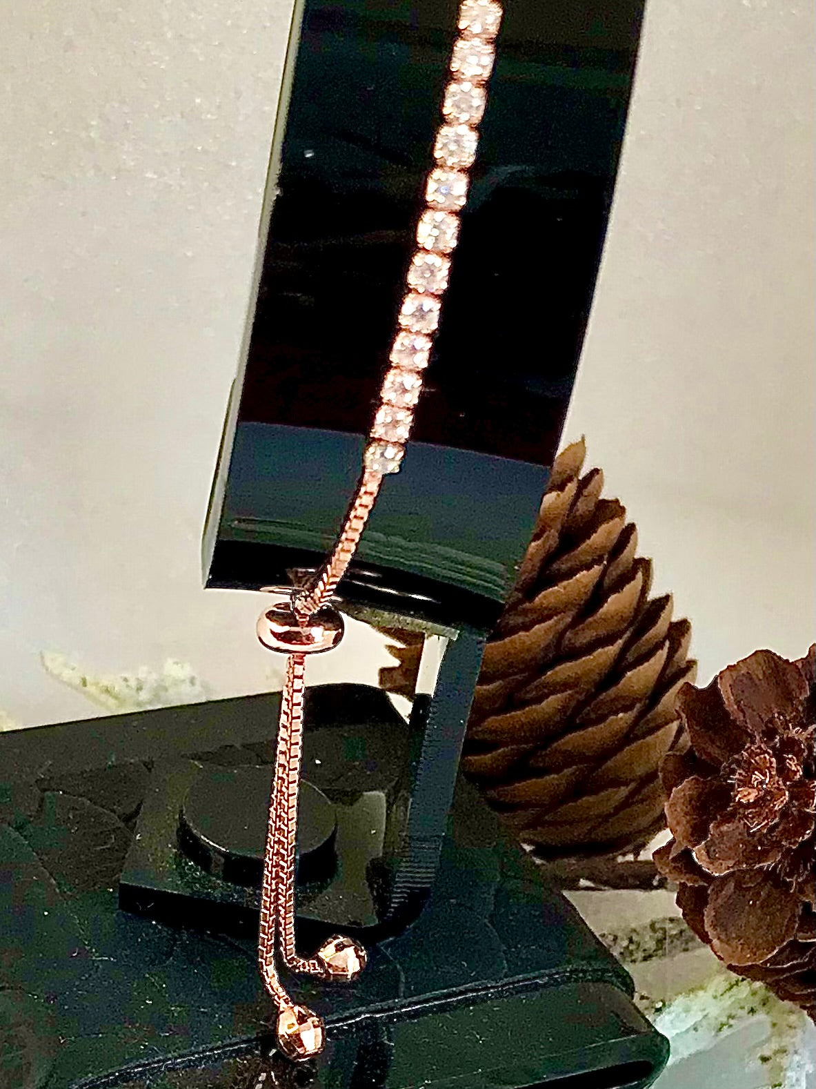 Pulsera modelo Tennis de Plata 925 bañada en Oro Rosa