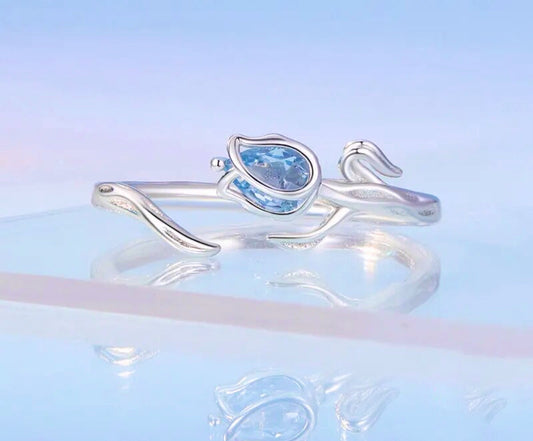Anillo de Plata 925, Ajustable al Dedo, Modelo Tulipán