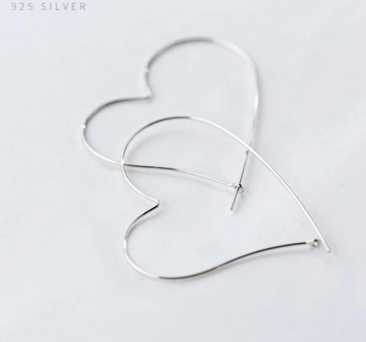 Arracadas de Plata 925 Ligeras Modelo Corazón Asimétrico