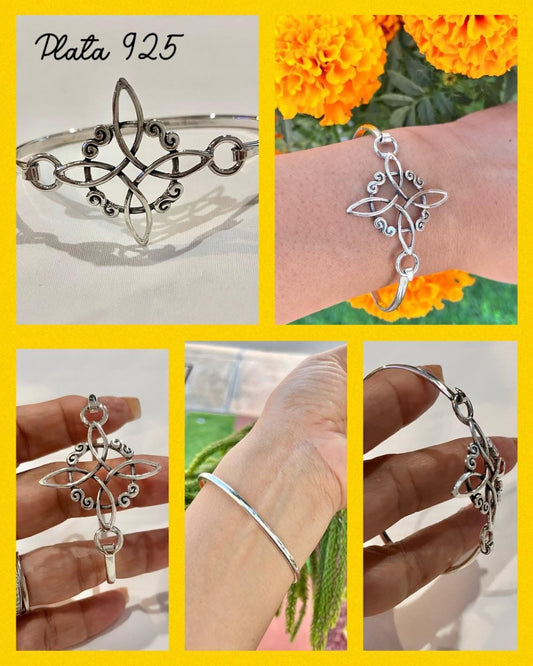 Pulsera Rígida de Plata 925 modelo Nudo de Bruja