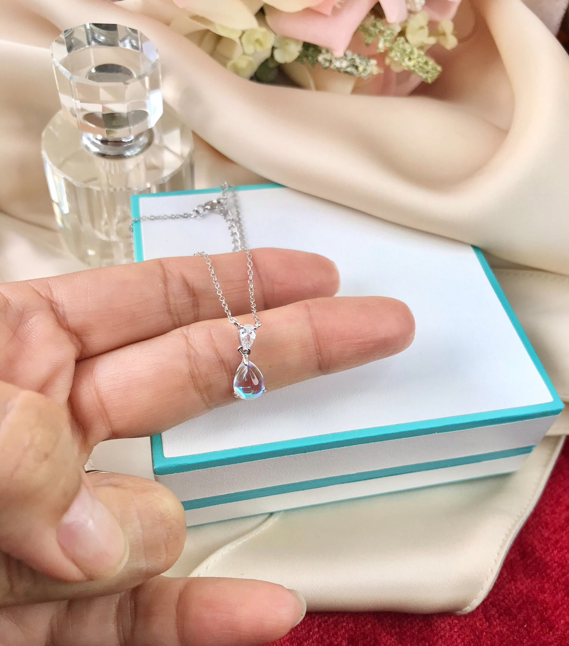 Collar de Plata 925 con Piedra Luna y Zirconias