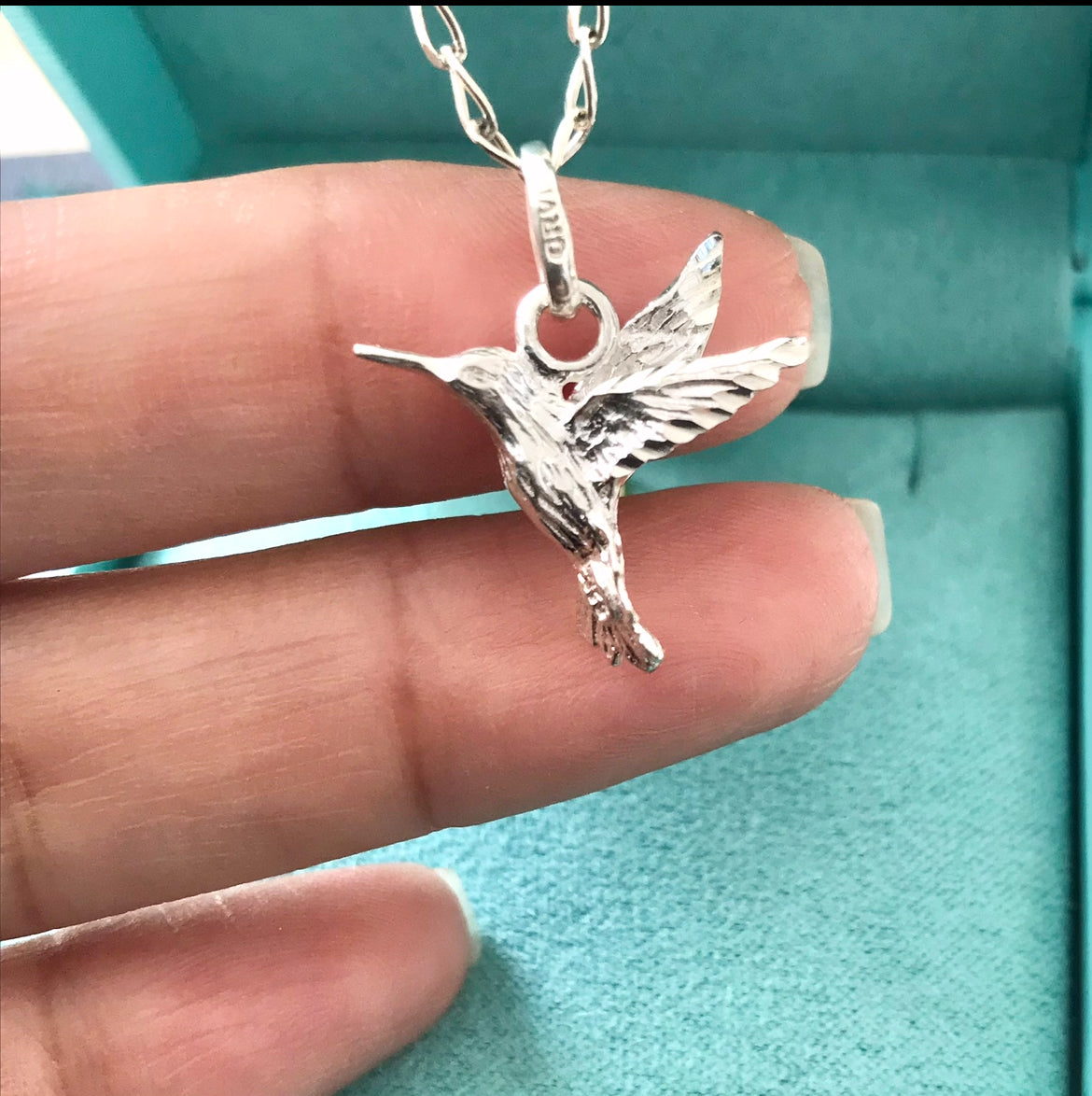 Dije de Colibrí con Cadena de Plata 925