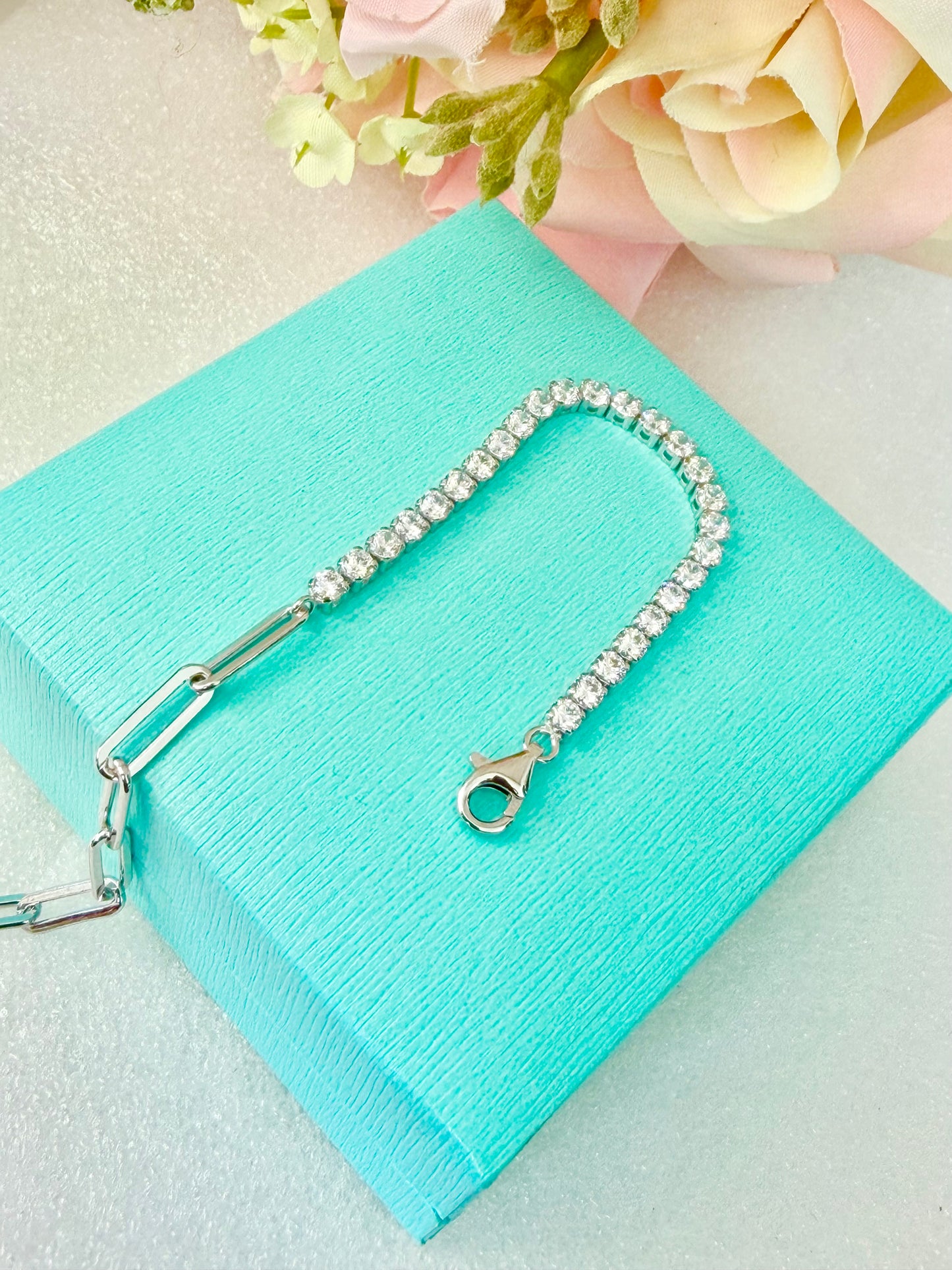 Pulsera de Plata 925 con Zirconias, Tipo Clip