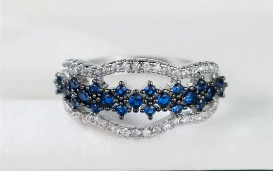 Anillo de Plata 925 con Zafiros y Zirconias