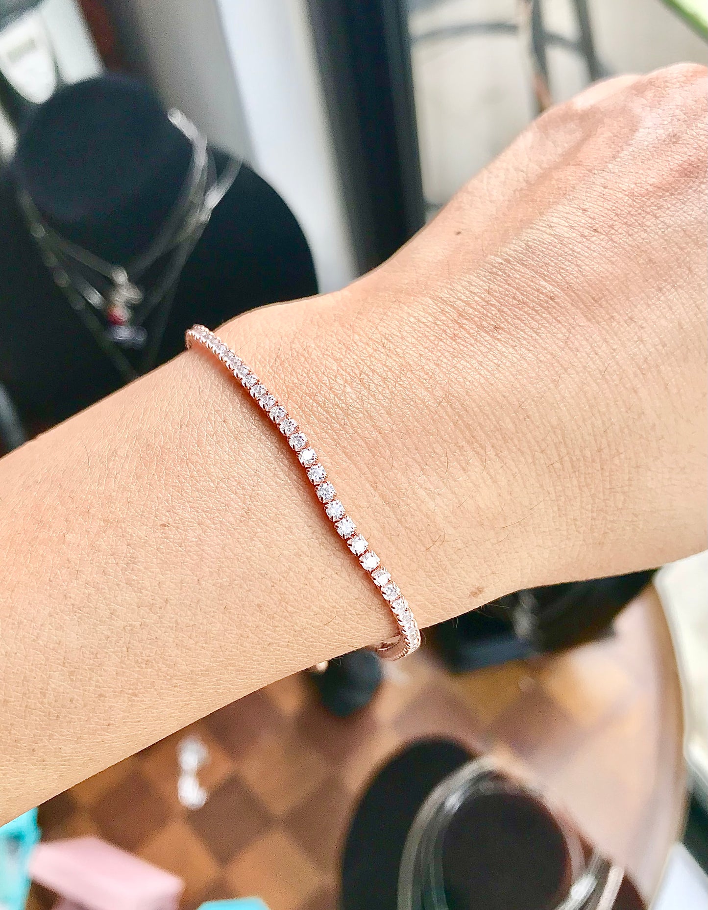 Pulsera modelo Tennis de Plata 925 bañada en Oro Rosa