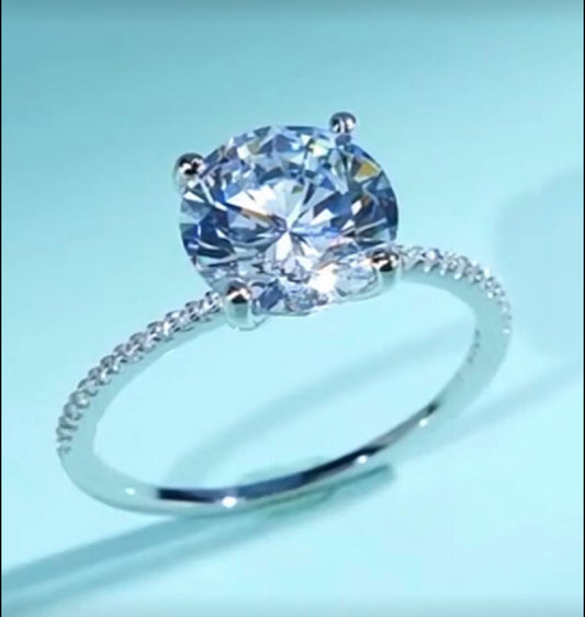 Anillo Solitario de Plata 925 con Zirconias