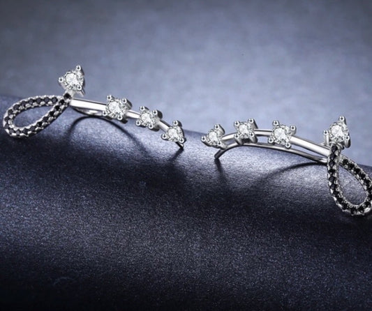 Aretes de Plata 925 con Espinela Negra y Zirconias