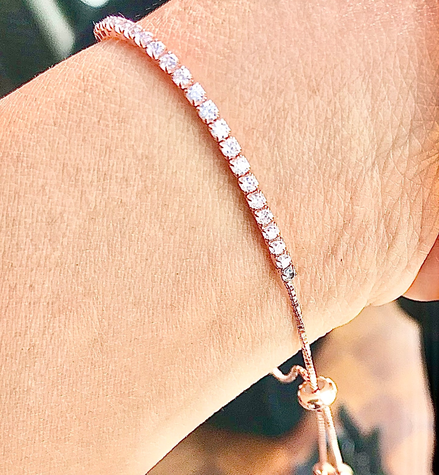 Pulsera modelo Tennis de Plata 925 bañada en Oro Rosa