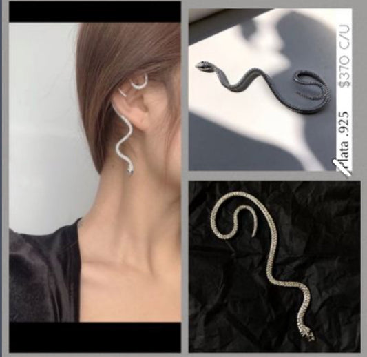 Arete / Cuff de Oreja de Plata 925 modelo Serpiente