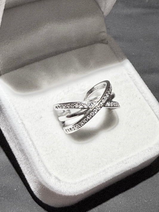 Anillo de Plata 925 con Zirconias, Ajustable