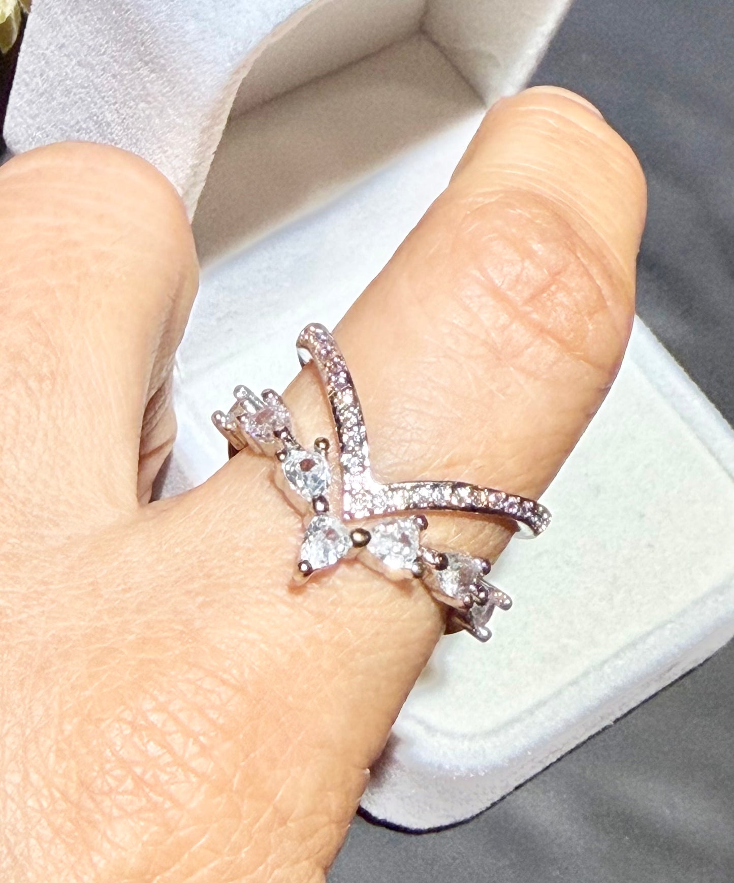 Anillo de Plata 925, con Zirconias, 100% Ajustable