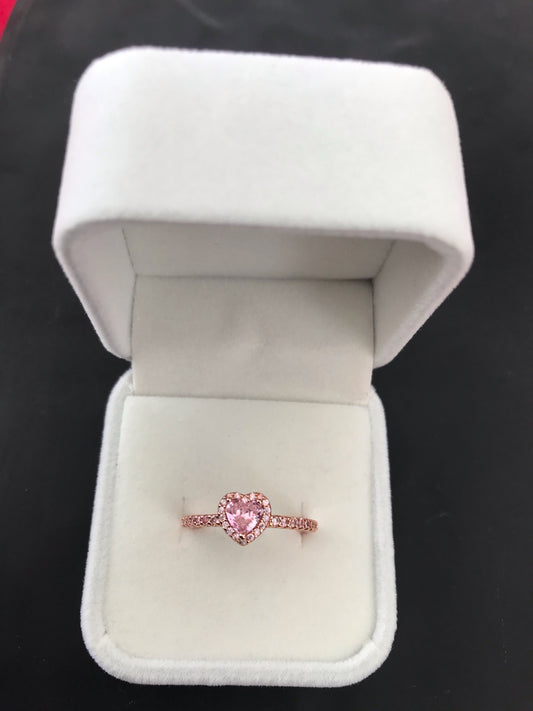 Anillo de Plata 925, con Baño de Oro Rosa, modelo Corazón