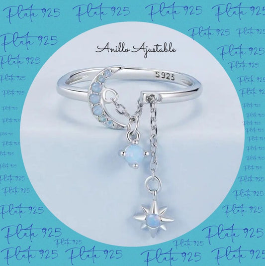 Anillo de Plata 925 con Nano Opalo, Ajustable