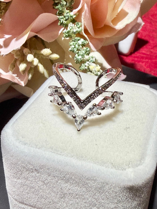 Anillo de Plata 925, con Zirconias, 100% Ajustable