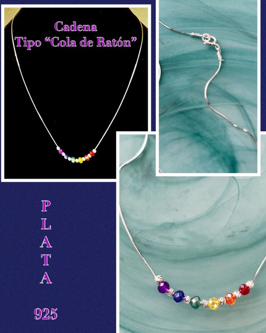 Collar de Plata 925 con Cristales Multi Coloridos