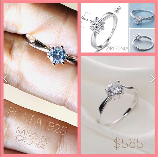 Anillo de Plata 925 con Zirconia