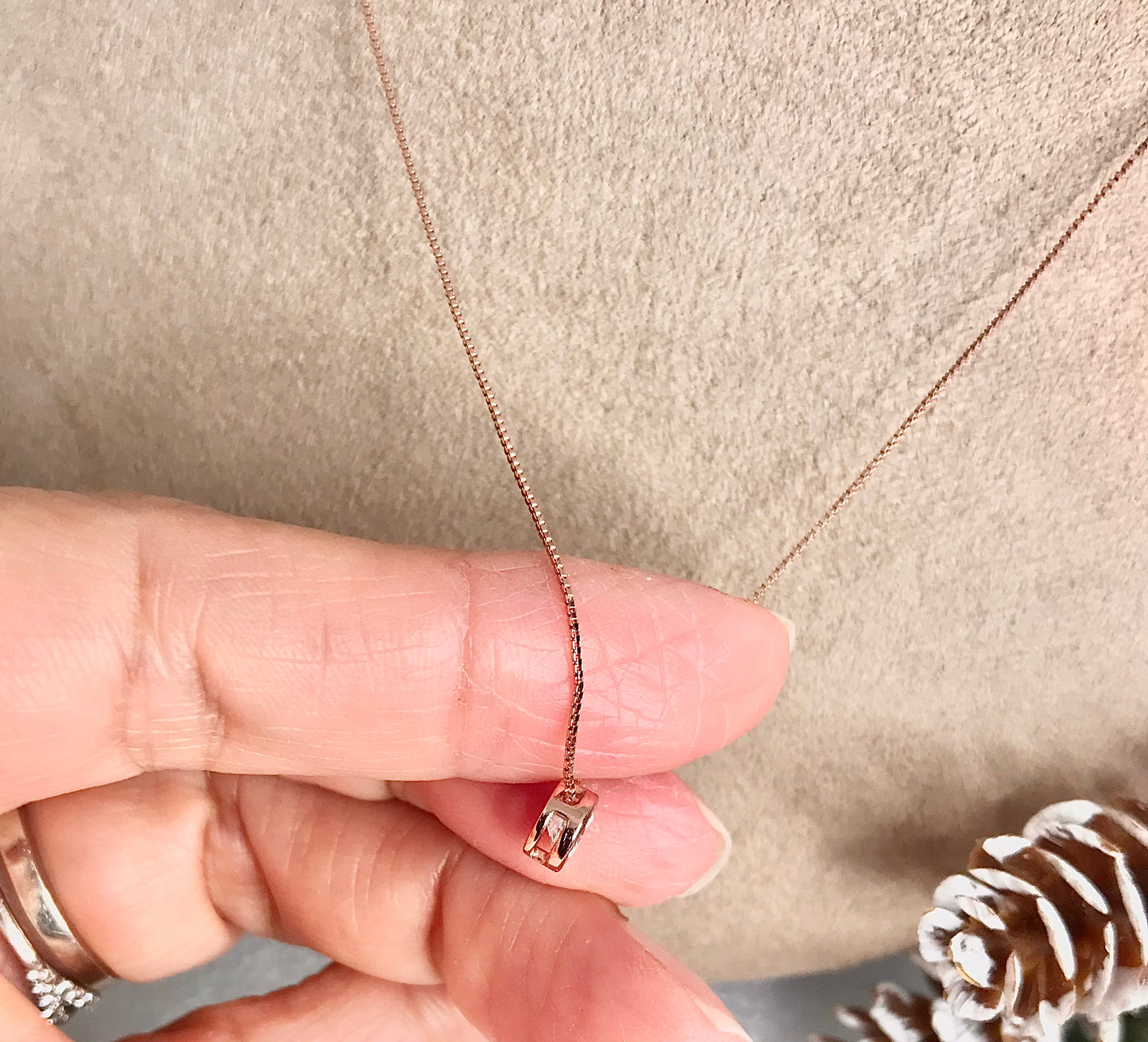 Cadena de Plata 925 bañada con Oro Rosa y Zirconia