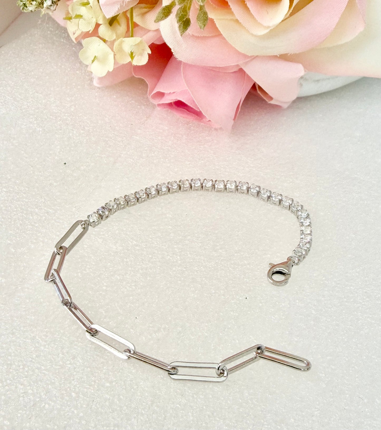 Pulsera de Plata 925 con Zirconias, Tipo Clip