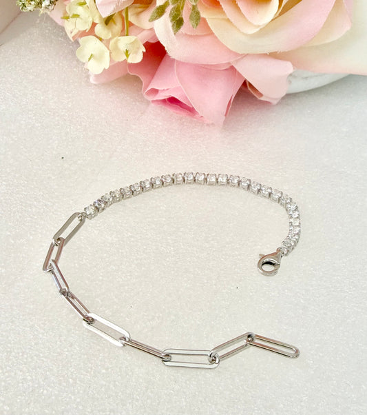 Pulsera de Plata 925 con Zirconias, Tipo Clip