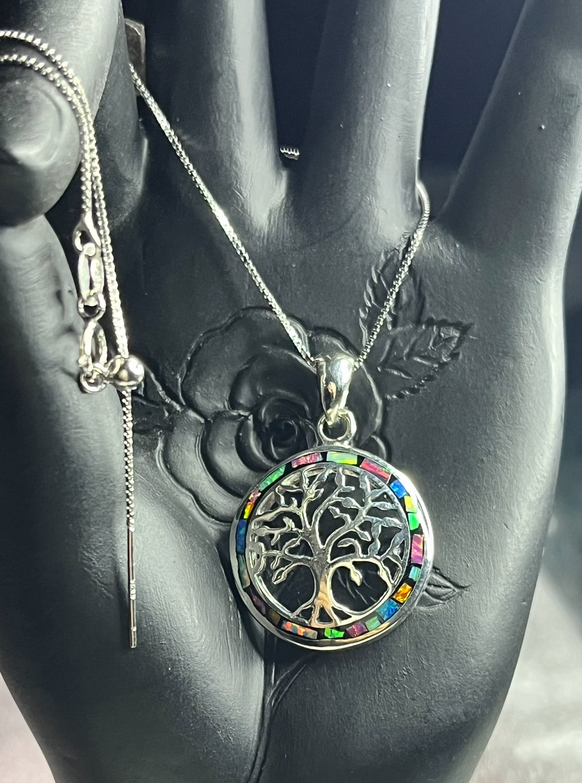 Dije y Cadena de Plata 925 con Ópalo Natural