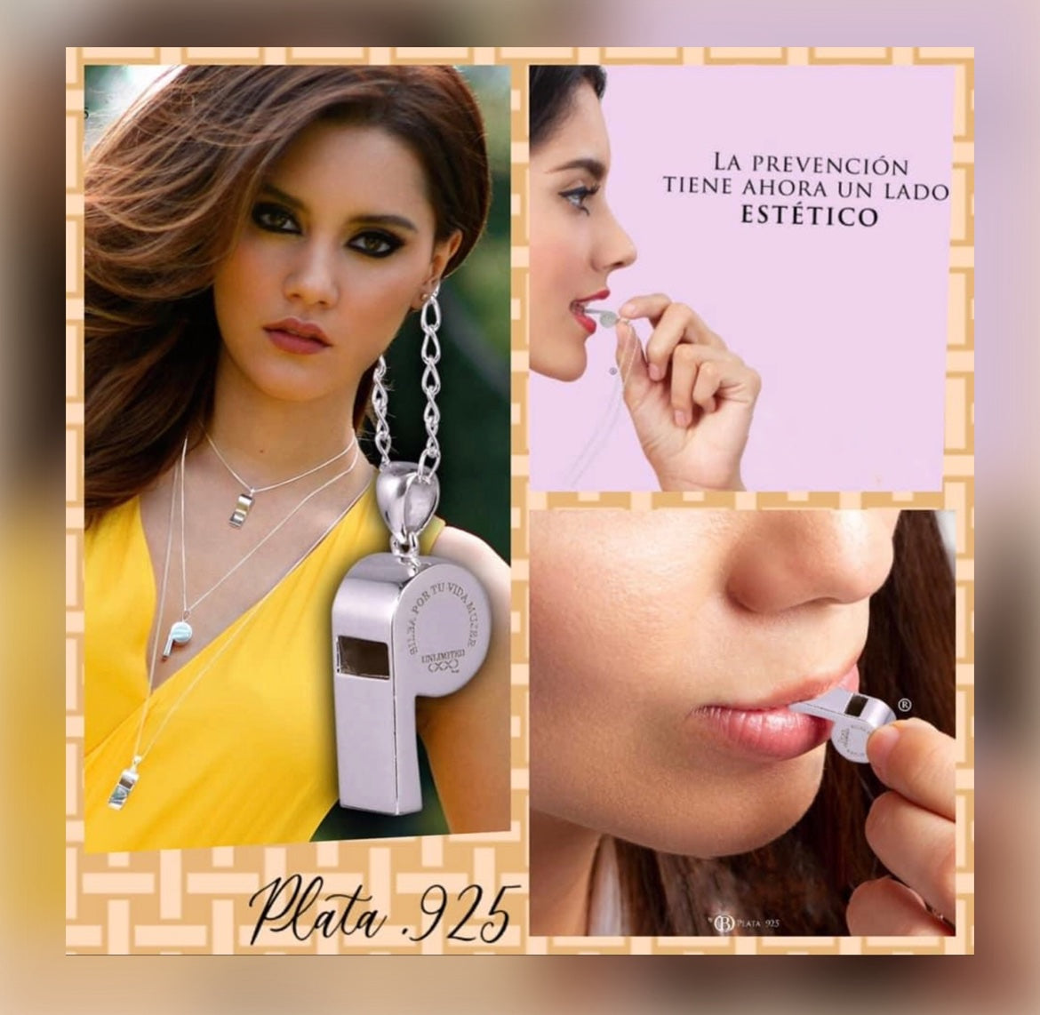 Silbato 100% FUNCIONAL, de Plata 925, Proteccion para Mujer
