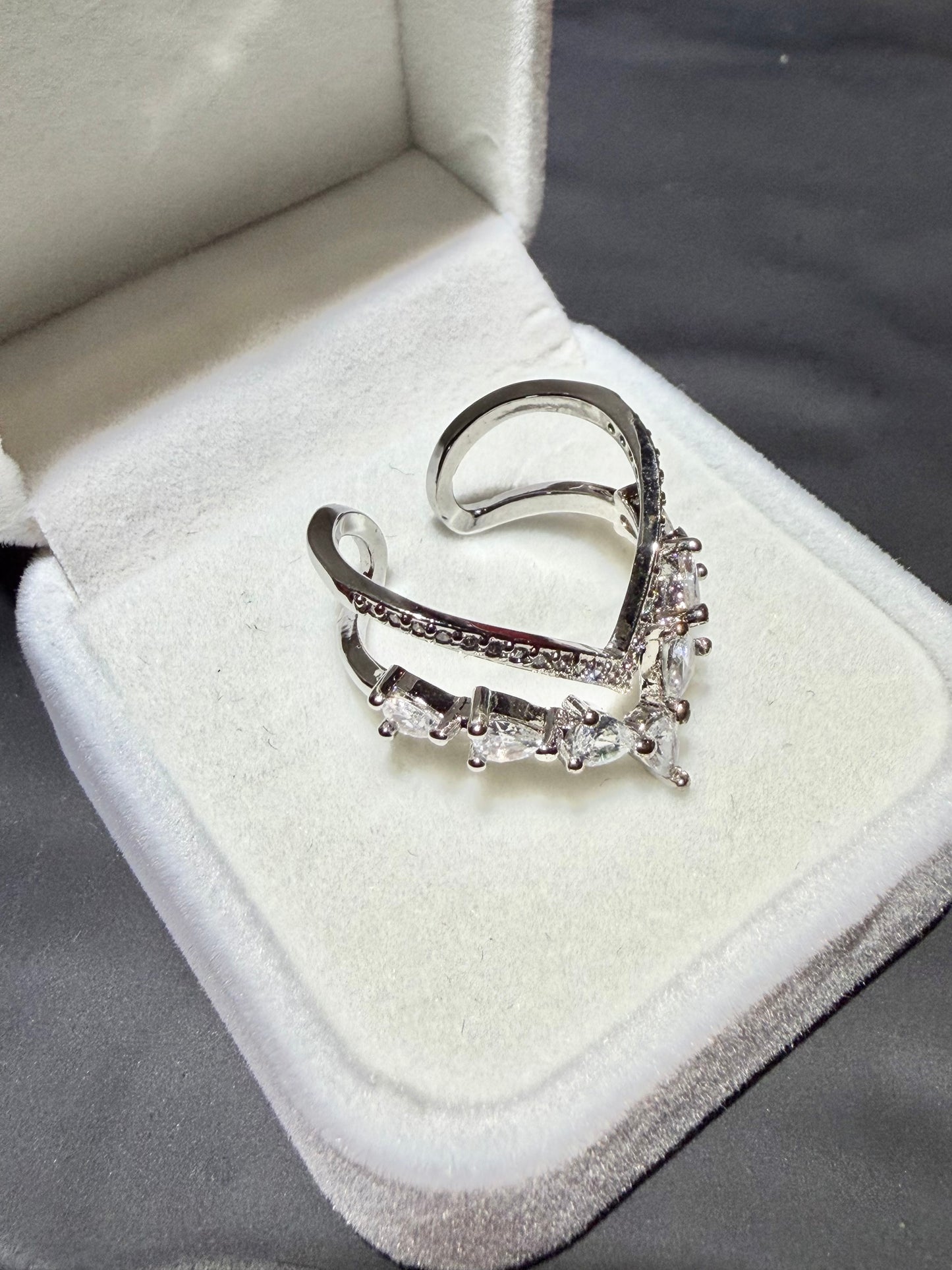 Anillo de Plata 925, con Zirconias, 100% Ajustable