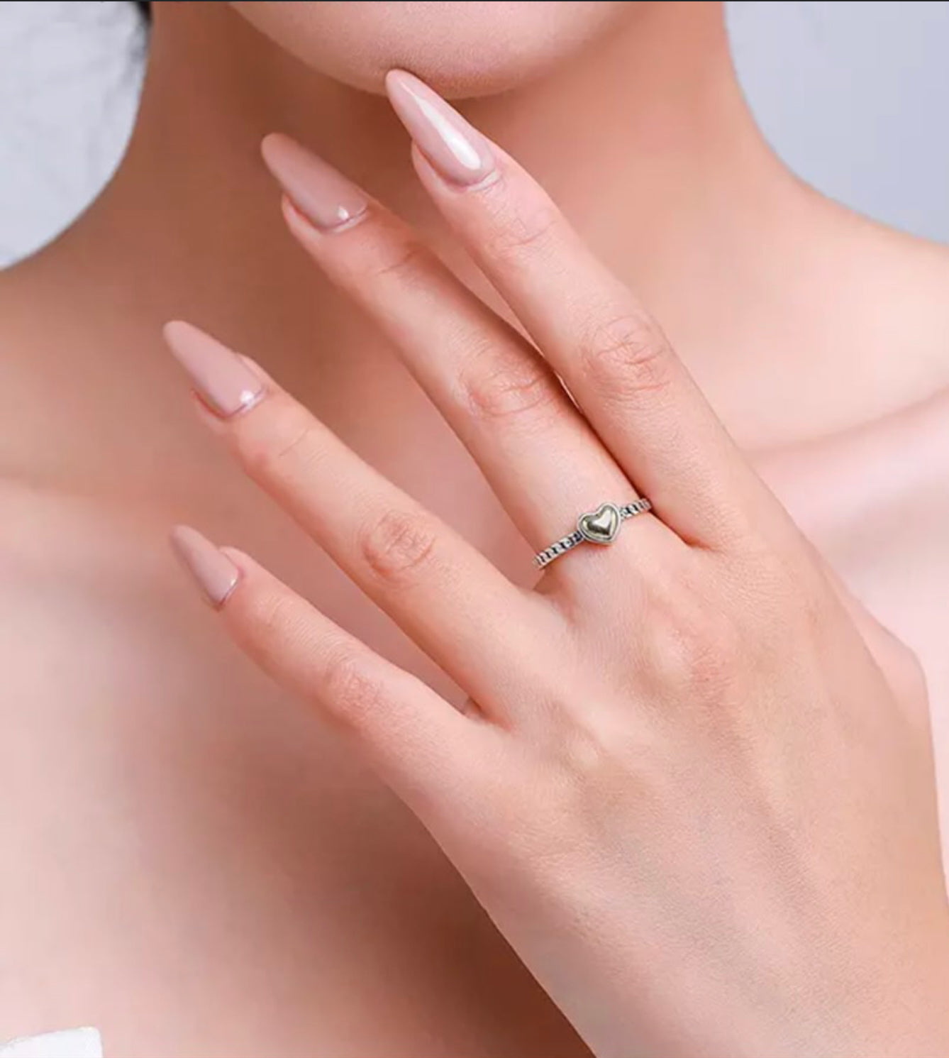 Anillo de Plata 925 con Corazón bañado en Oro de 14k