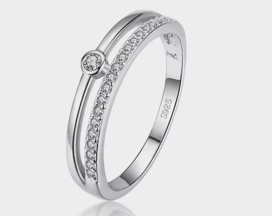 Argolla Doble de Plata 925, con Zirconias