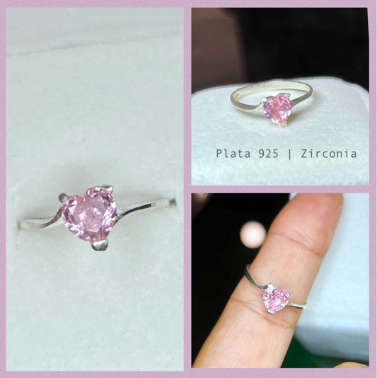 Anillo de Plata 925 con Zirconia modelo Corazón