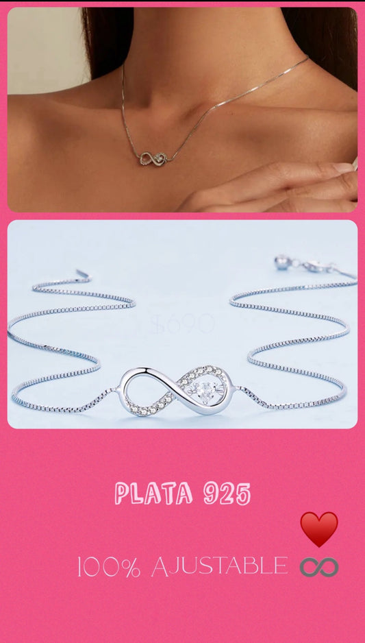 Collar de Plata 925 con Zirconias, modelo Infinito