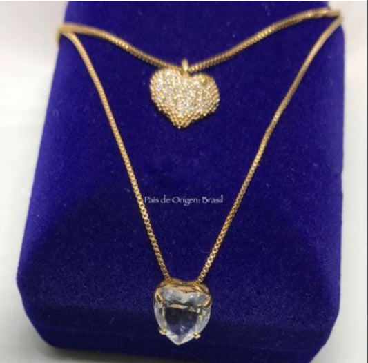 Collar doble de Chapa de Oro con Zirconias