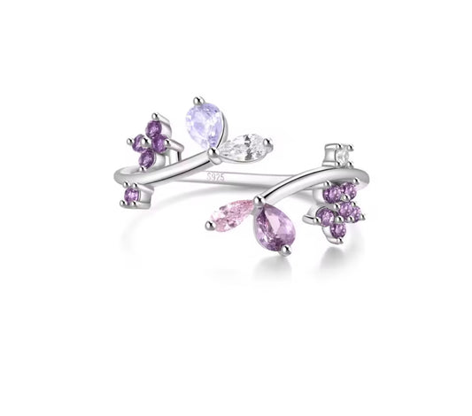 Anillo de Plata 925 con Zirconias, Ajustable