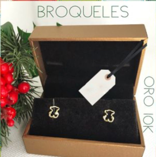 Broqueles de Oro 10k con Zirconias modelo Oso T O U S