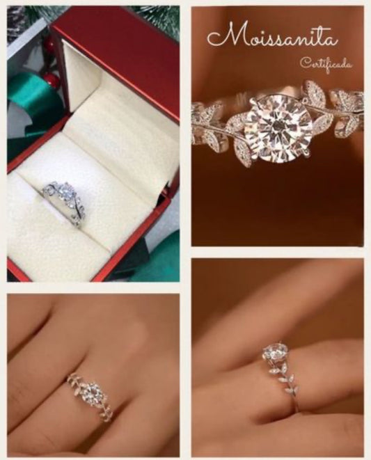 Anillo de Plata 925 con Moissanita y Zirconias
