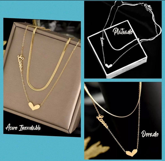 Collar de Acero Inoxidable con Hilo Doble