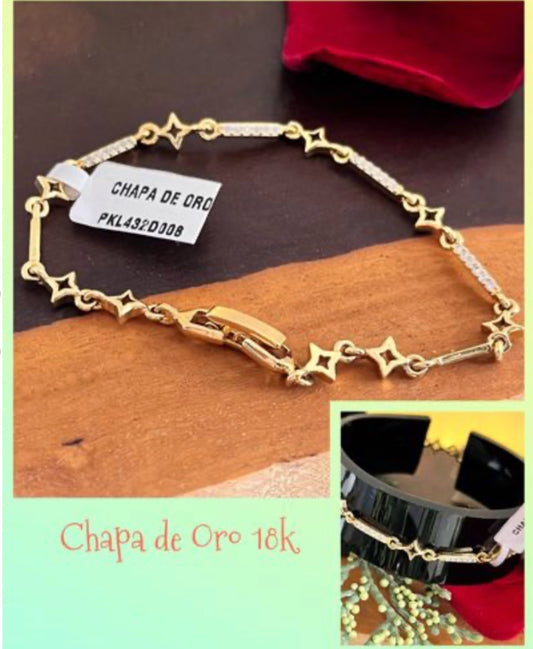 Pulsera en Chapa de Oro 18k con Zirconias