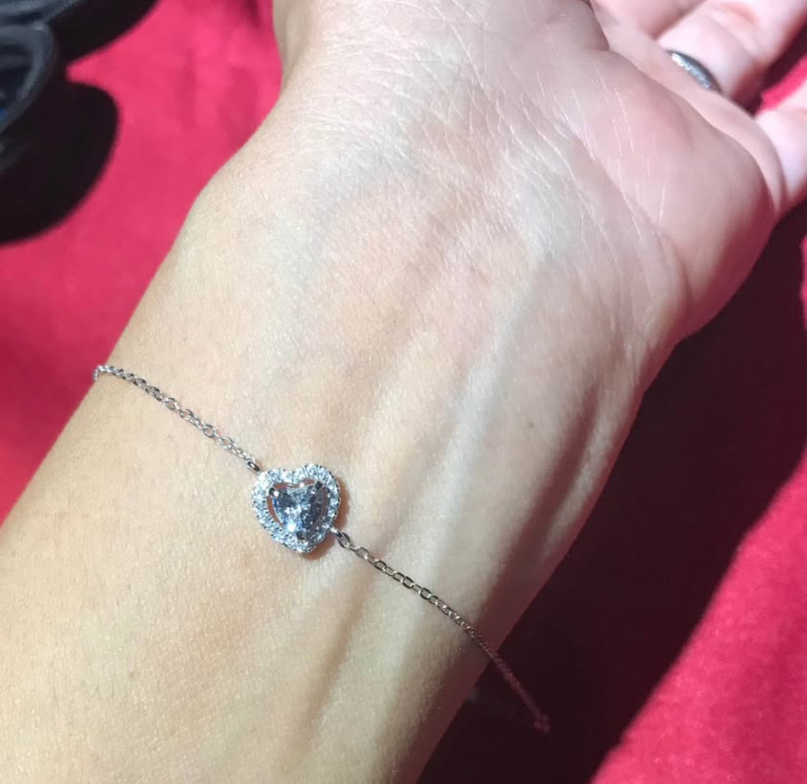 Pulsera de Plata 925 con Zirconias, modelo Corazón